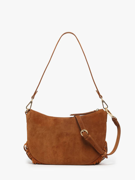 Schoudertas Lune Leder Met Franjes Nat et nin Bruin vintage FRA ander zicht 4